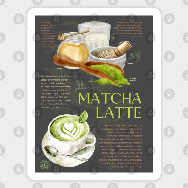 Matcha Latte - Japanese Tea Art Print Magnet by TuncGK